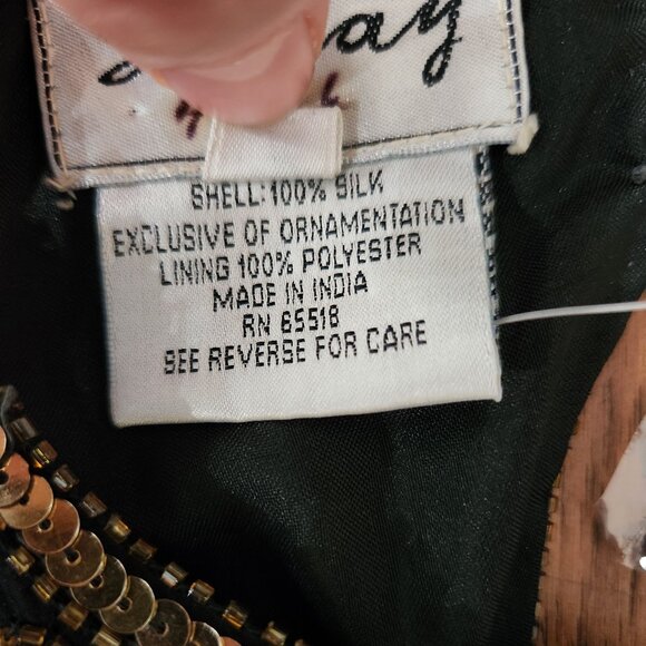 NWOT Vintage Stenay Sheath Silk Short Black Beaded Dress, Size Large Party/Gala - Picture 12 of 15